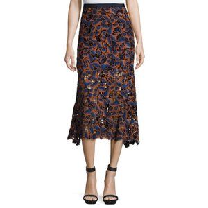 Saloni Embroidered Floral Lace Skirt, size 2. Fits like a size 0